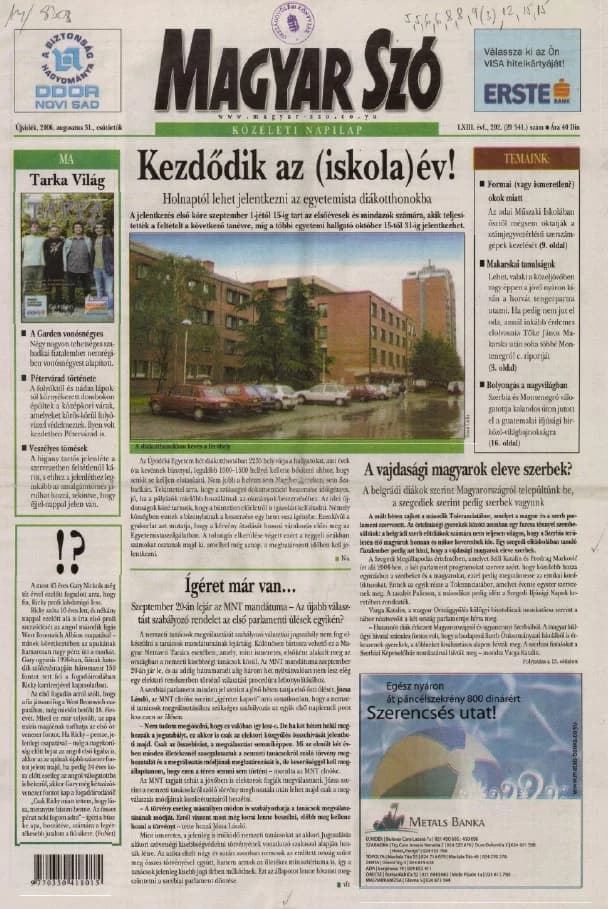 Magyar Szó, 63. évf. 2006. augusztus 31. 202. sz. 1–20. oldal