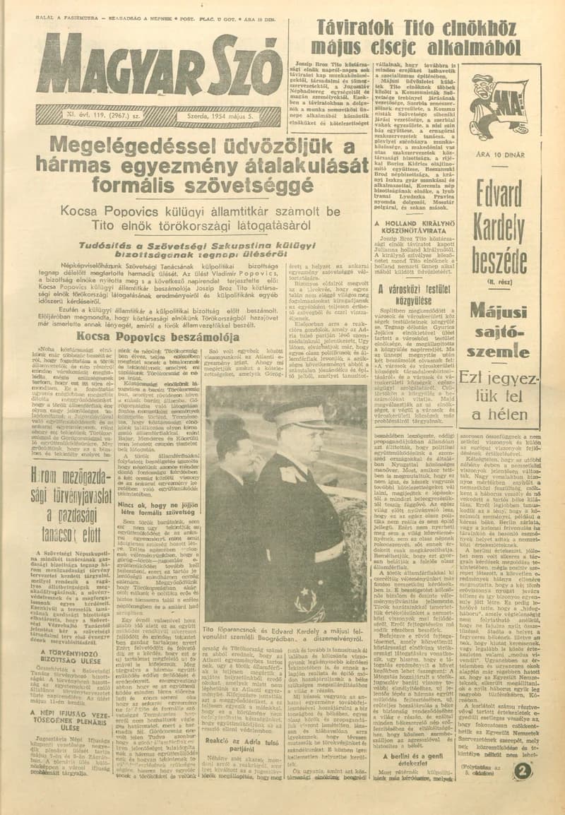 Magyar Szó, 11. évf. 1954. május 5. 119. sz. 1–8. oldal