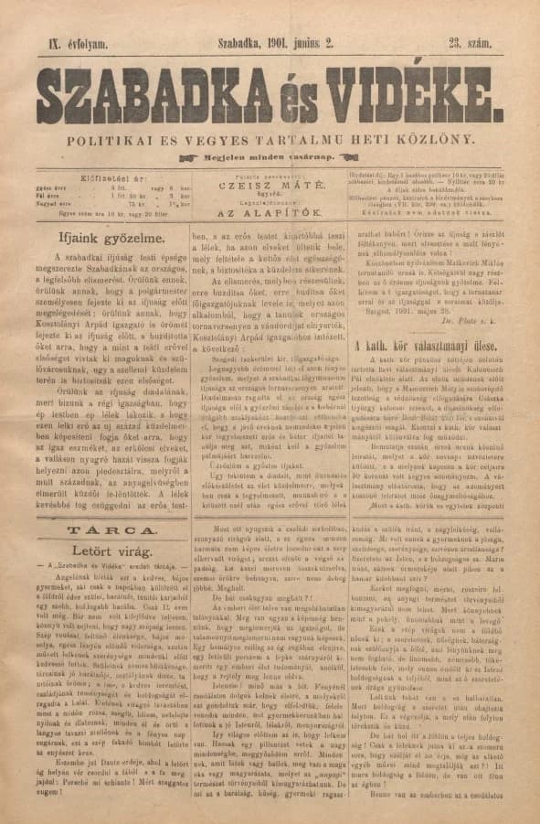 Szabadka és vidéke II, 9. évf. 1901. június 2. 23. sz.