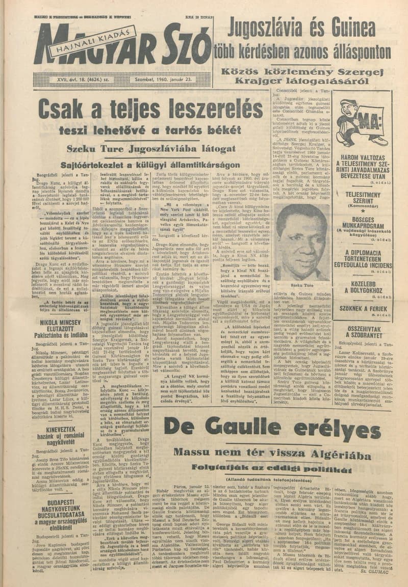 Magyar Szó, 17. évf. 1960. január 23. 18. sz. 1–20. oldal