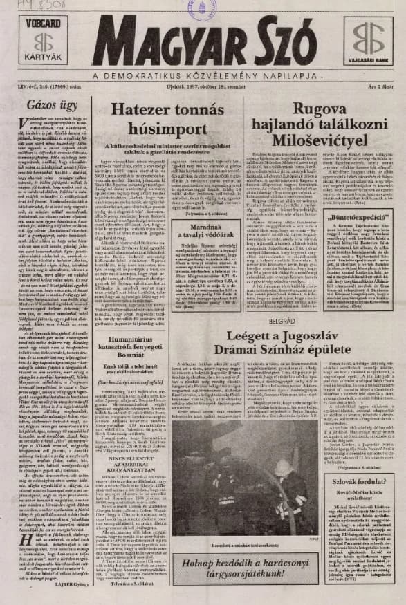 Magyar Szó, 54. évf. 1997. október 18. 246. sz. 1–16. oldal