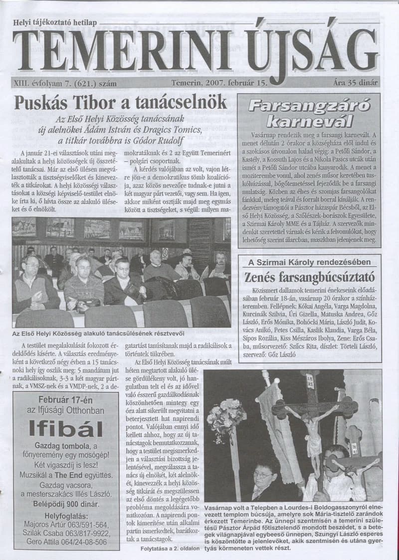 Temerini Újság, 13. évf. 2007. február 15. 7. sz.