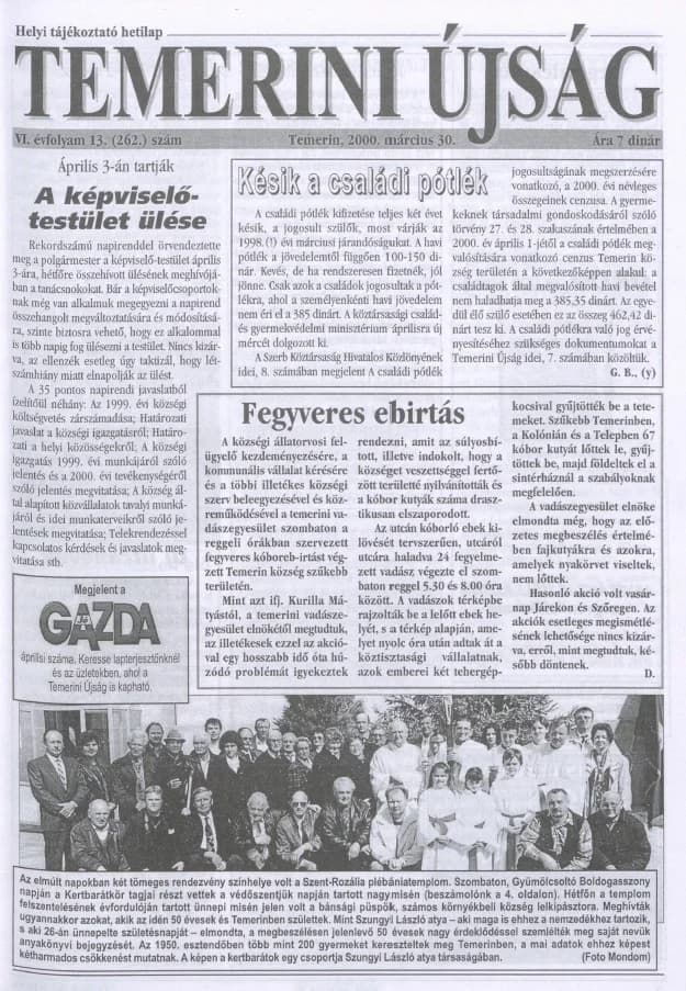 Temerini Újság, 6. évf. 2000. március 30. 13. sz.