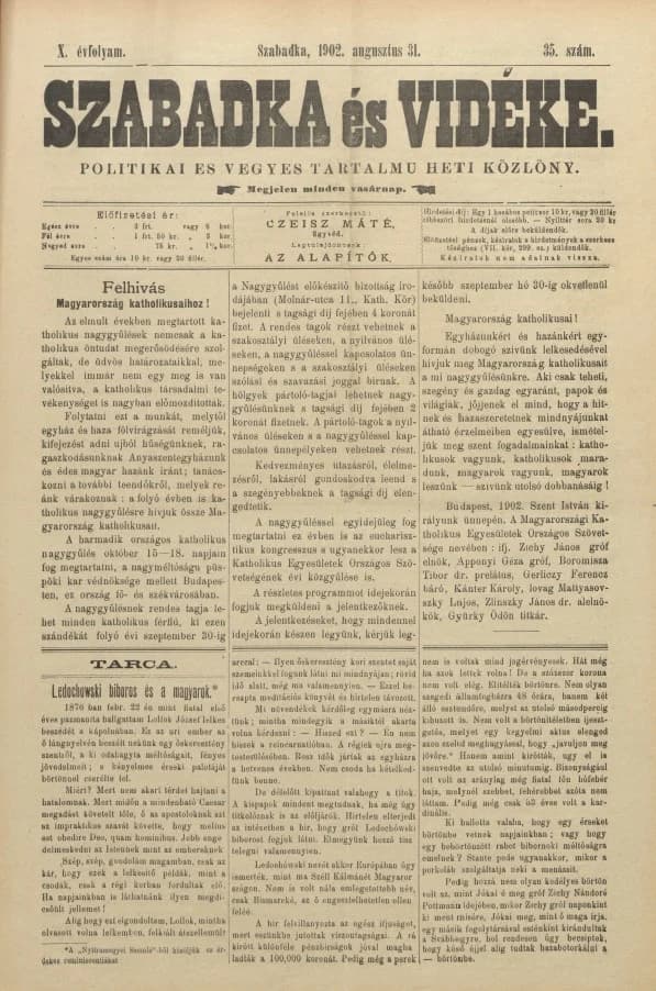 Szabadka és vidéke II, 10. évf. 1902. augusztus 31. 35. sz.