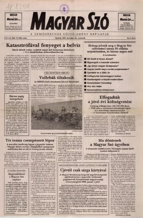 Magyar Szó, 56. évf. 1999. december 30. 260. sz. 1–16. oldal