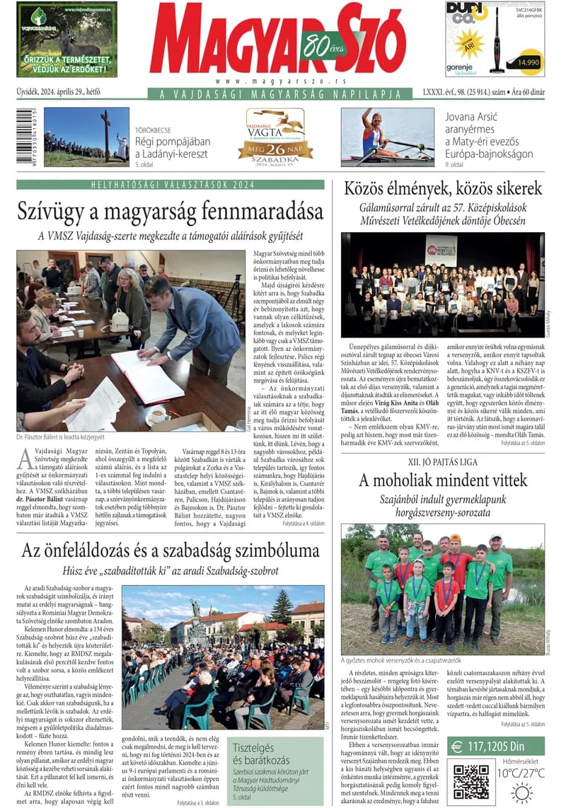 Magyar Szó, 81. évf. 2024. április 29. 98. sz. 1–16. oldal