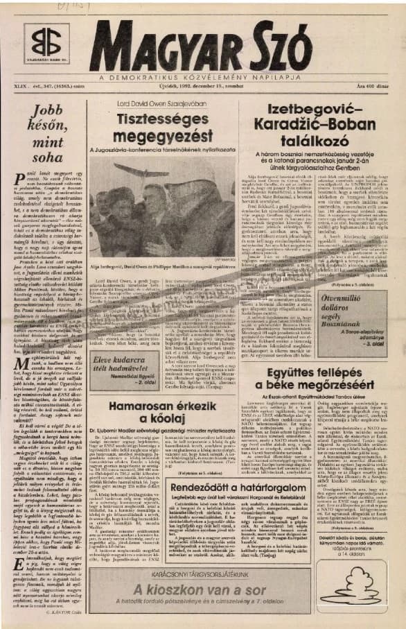 Magyar Szó, 49. évf. 1992. december 19. 347. sz. 1–16. oldal