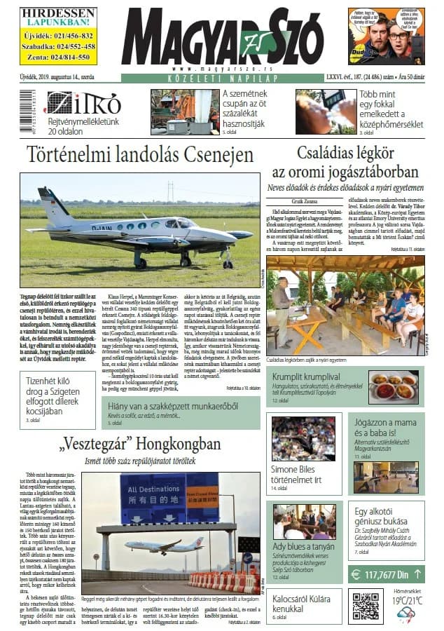 Magyar Szó, 76. évf. 2019. augusztus 14. 187. sz. 1–16. oldal