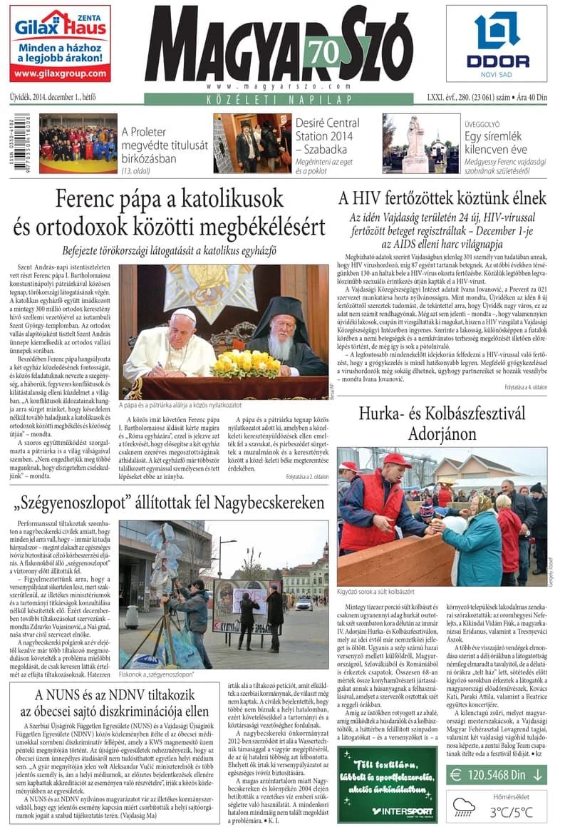 Magyar Szó, 71. évf. 2014. december 1. 280. sz. 1–20. oldal