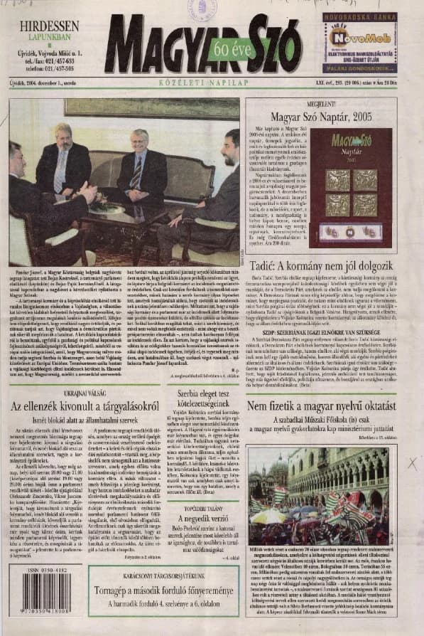 Magyar Szó, 61. évf. 2004. december 1. 283. sz. 1–20. oldal