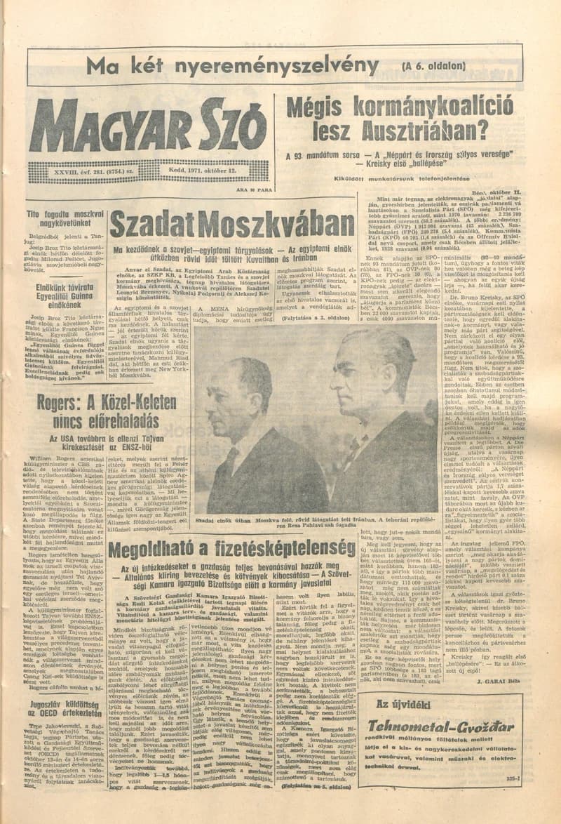 Magyar Szó, 28. évf. 1971. október 12. 281. sz. 1–16. oldal
