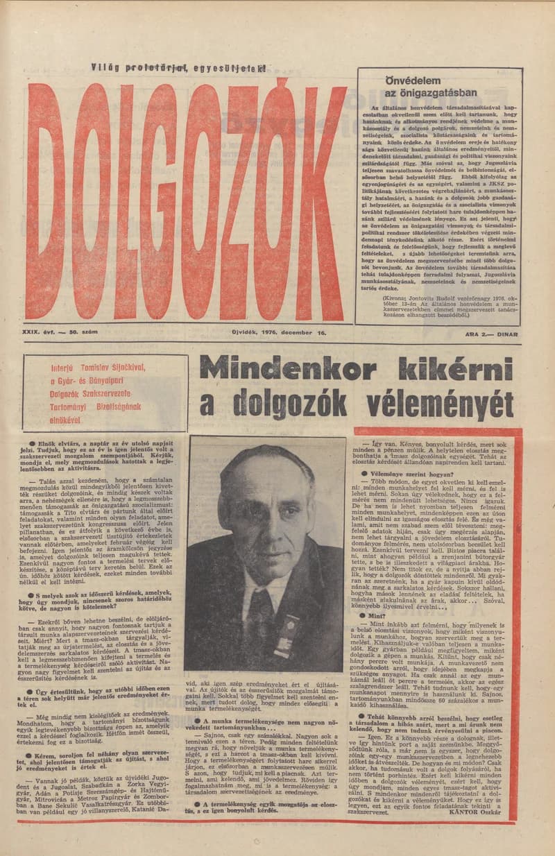 Dolgozók, 30. évf. 1976. december 16. 50. sz.