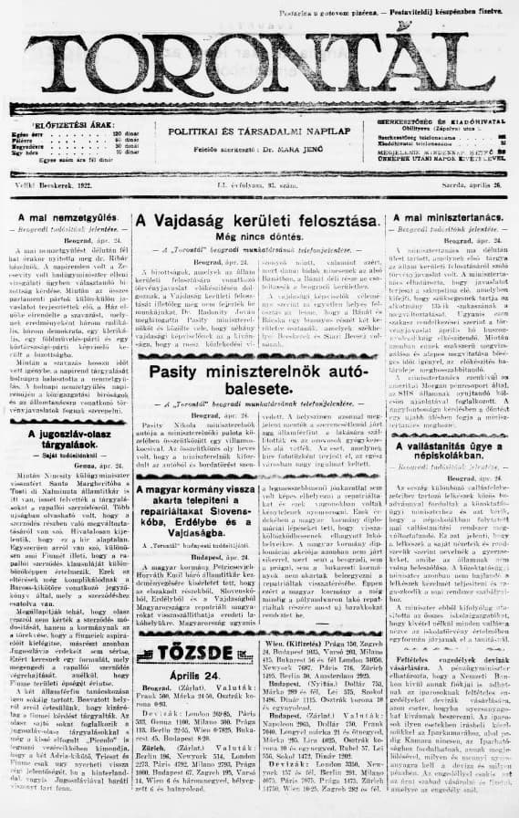 Torontál, 51. évf. 1922. április 26. 93. sz.