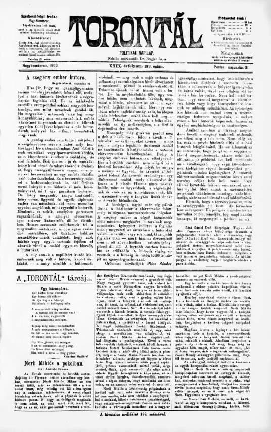 Torontál, 29. évf. 1900. augusztus 31. 199. sz.