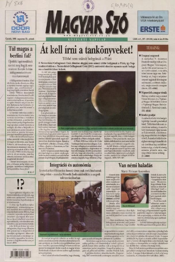 Magyar Szó, 63. évf. 2006. augusztus 25. 197. sz. 1–20. oldal