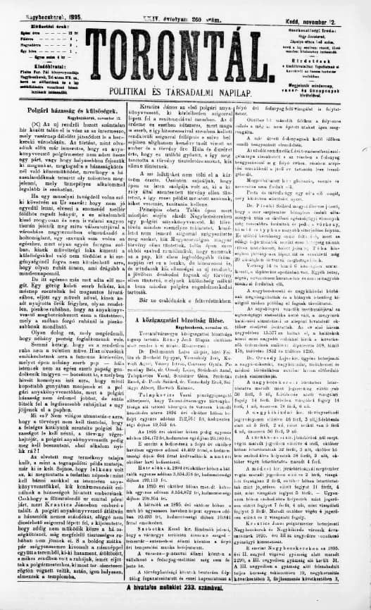 Torontál, 24. évf. 1895. november 12. 260. sz.