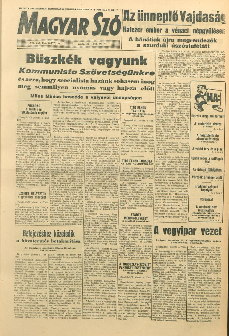 Magyar Szó, 16. évf. 1959. július 9. 159. sz. 1–22. oldal