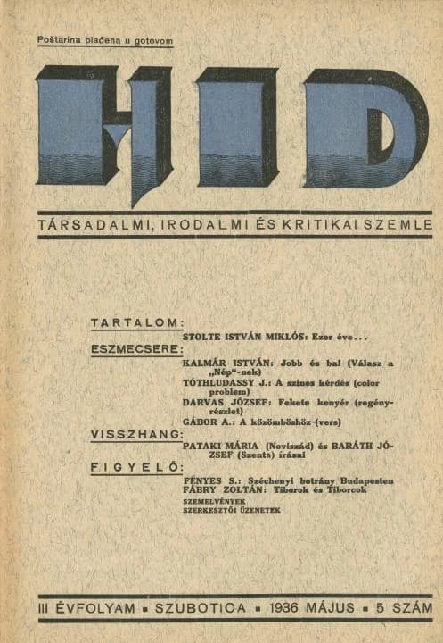 Híd, 3. évf. 1936. május. 5. sz. 1–24. oldal