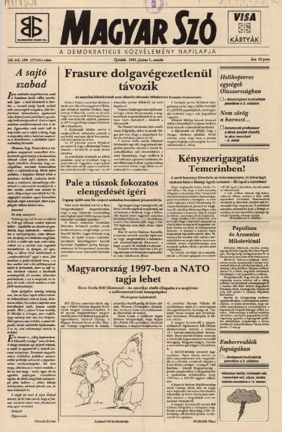 Magyar Szó, 52. évf. 1995. június 7. 130. sz. 1–16. oldal