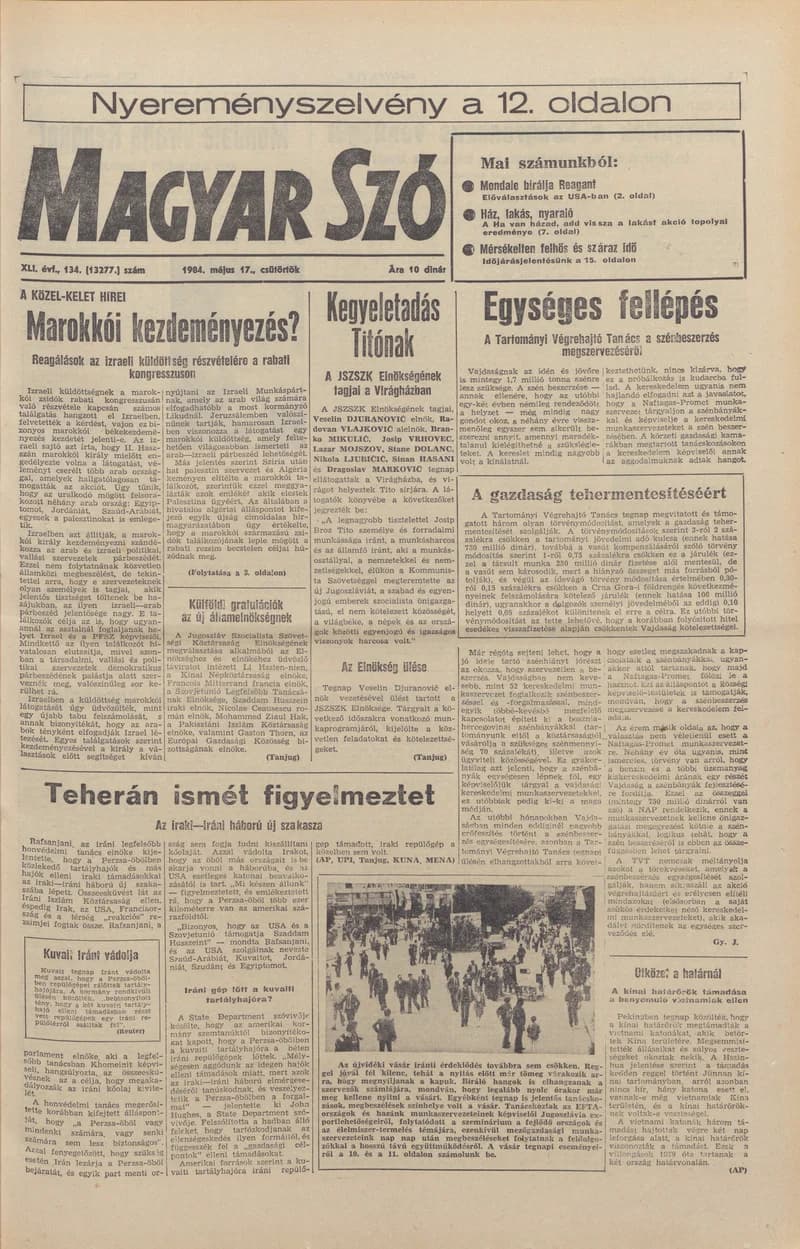 Magyar Szó, 41. évf. 1984. május 17. 134. sz. 1–32. oldal