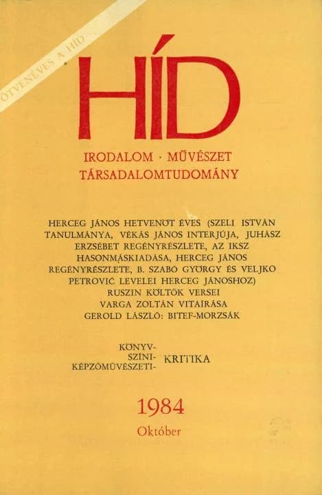 Híd, 48. évf. 1984. október. 10. sz. 1285–1428. oldal