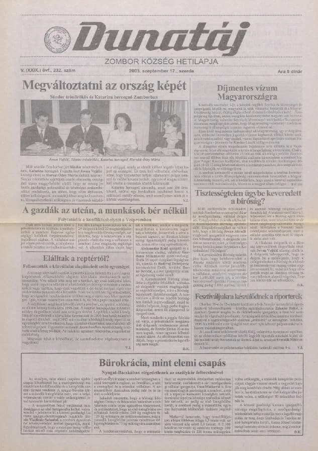 Dunatáj, 5. évf. 2003. szeptember 17. 232. sz.