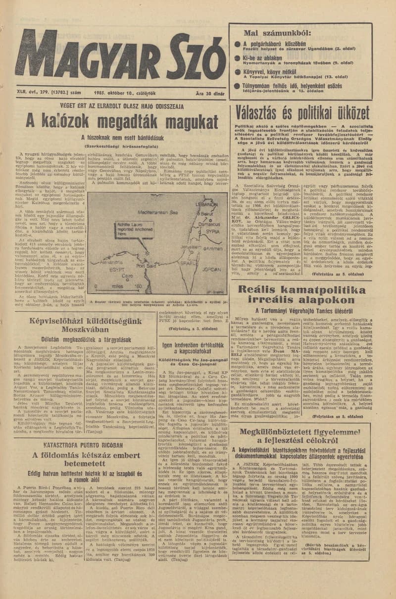 Magyar Szó, 42. évf. 1985. október 10. 279. sz. 1–20. oldal