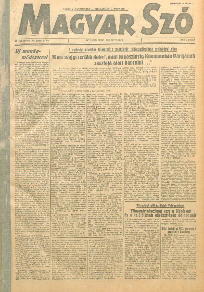 Magyar Szó, 6. évf. 1949. november 1. 260. sz. 1–4. oldal