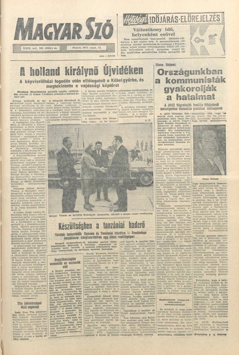 Magyar Szó, 29. évf. 1972. szeptember 22. 262. sz. 1–14. oldal