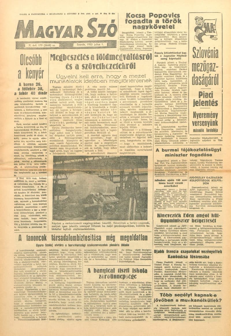 Magyar Szó, 10. évf. 1953. július 1. 179. sz. 1–8. oldal