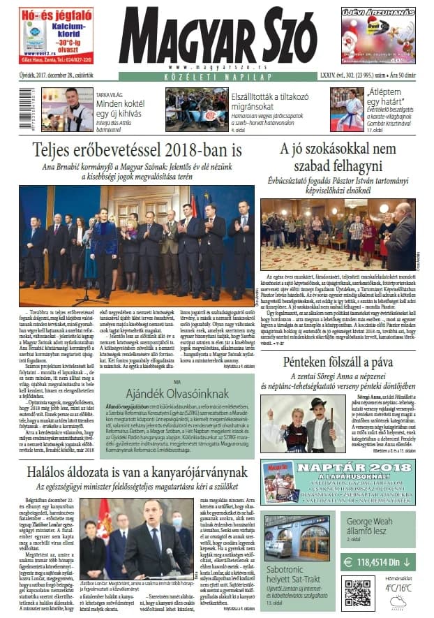 Magyar Szó, 74. évf. 2017. december 28. 302. sz. 1–20. oldal