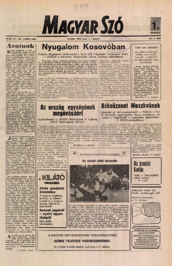 Magyar Szó, 47. évf. 1990. július 7. 184. sz. 1–24. oldal