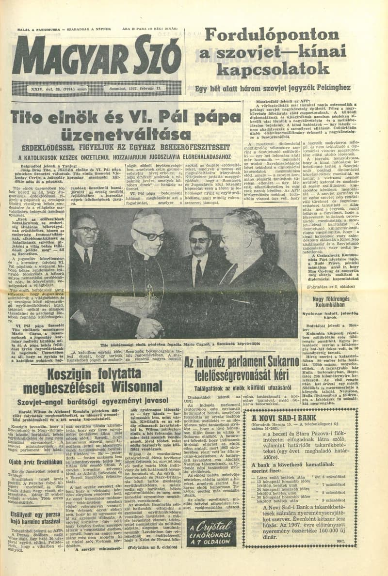 Magyar Szó, 24. évf. 1967. február 11. 39. sz. 1–12. oldal