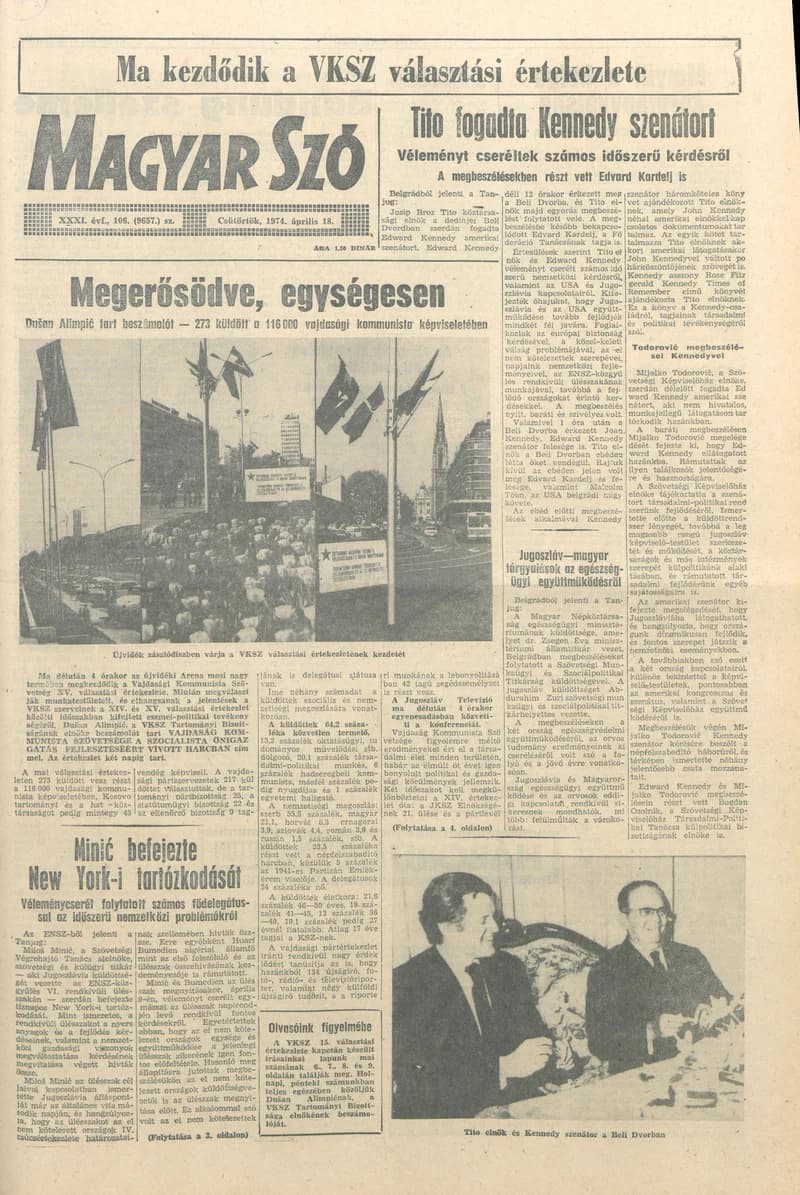 Magyar Szó, 31. évf. 1974. április 18. 106. sz. 1–20. oldal