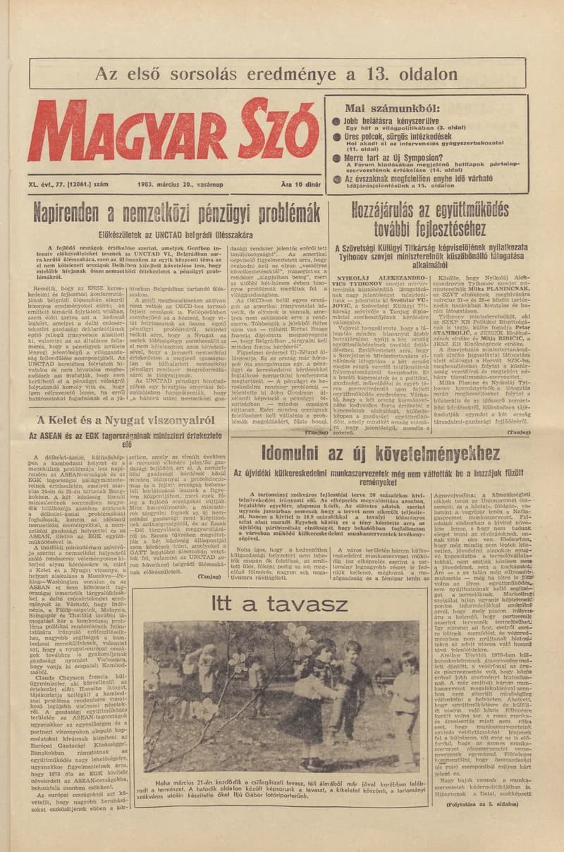 Magyar Szó, 40. évf. 1983. március 20. 77. sz. 1–32. oldal