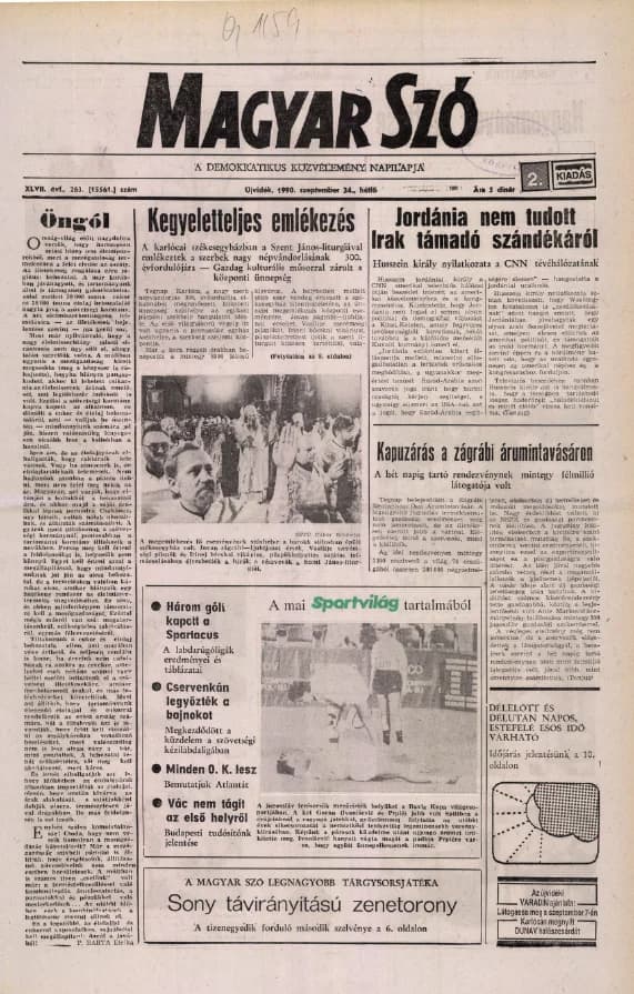 Magyar Szó, 47. évf. 1990. szeptember 24. 263. sz. 1–20. oldal