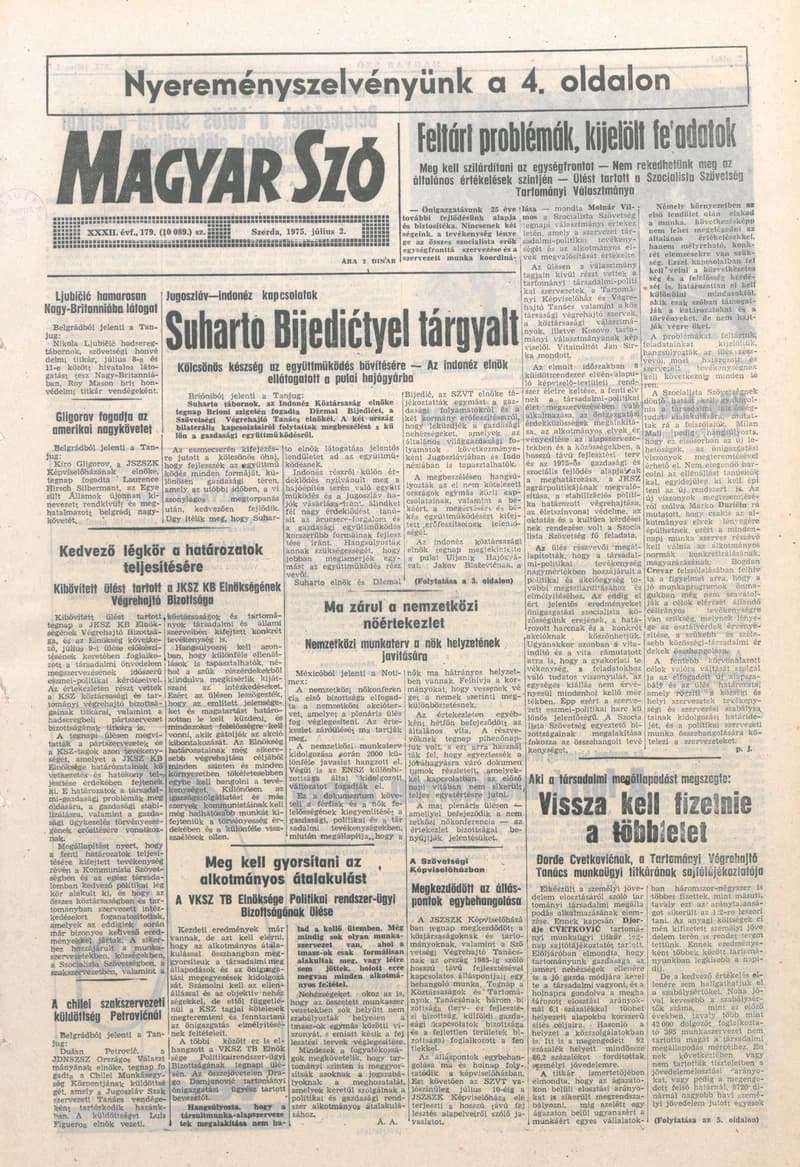 Magyar Szó, 32. évf. 1975. július 2. 179. sz.