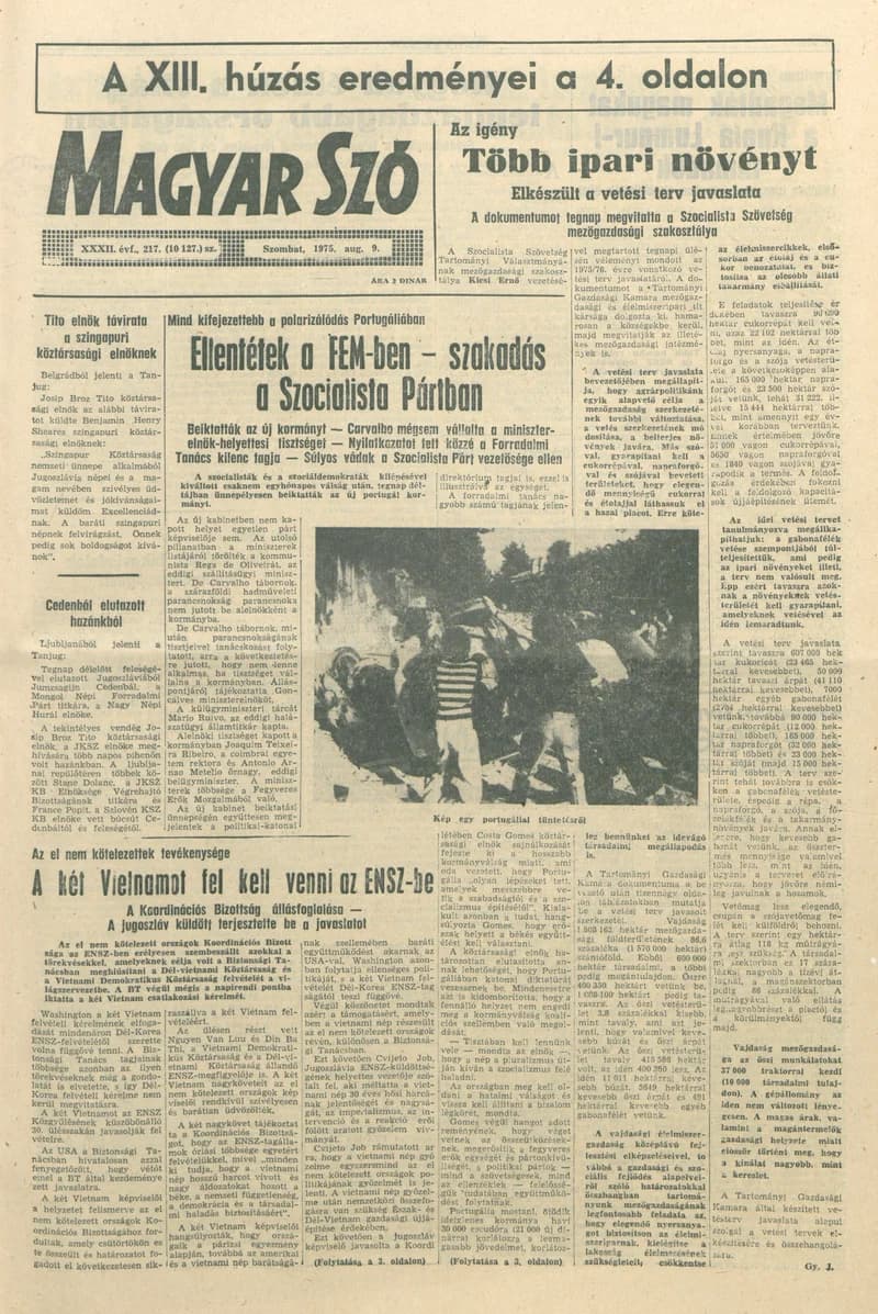 Magyar Szó, 32. évf. 1975. augusztus 9. 217. sz.