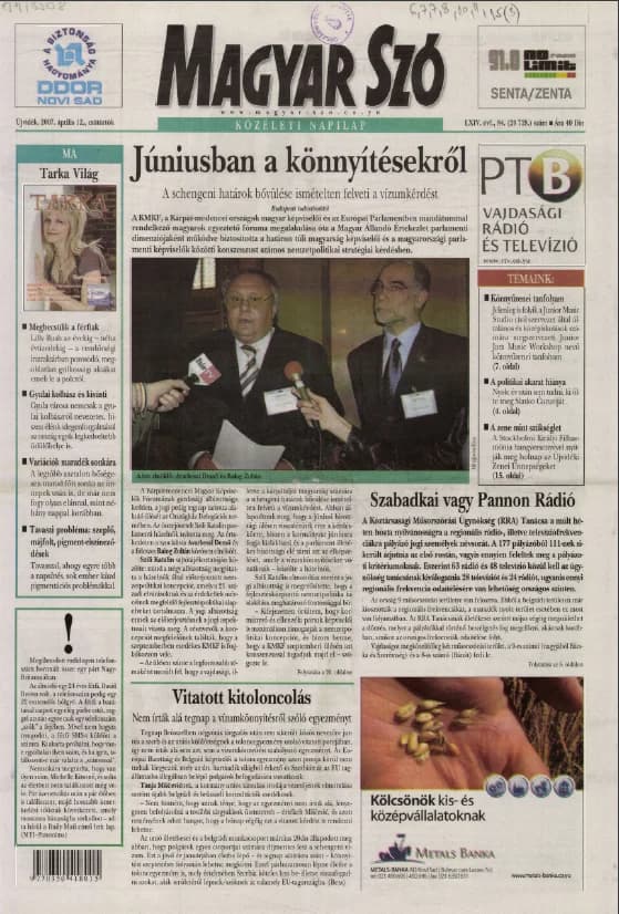 Magyar Szó, 64. évf. 2007. április 12. 84. sz. 1–20. oldal