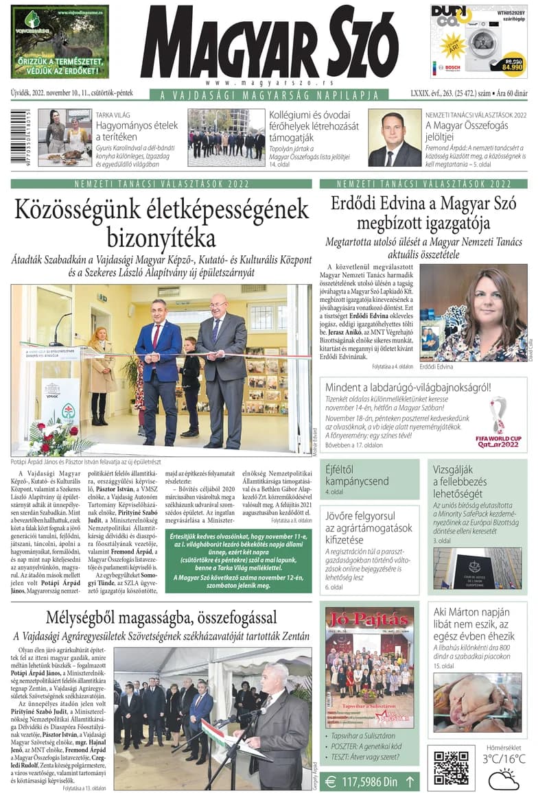 Magyar Szó, 79. évf. 2022. november 10. – 11. 263. sz. 1–20. oldal