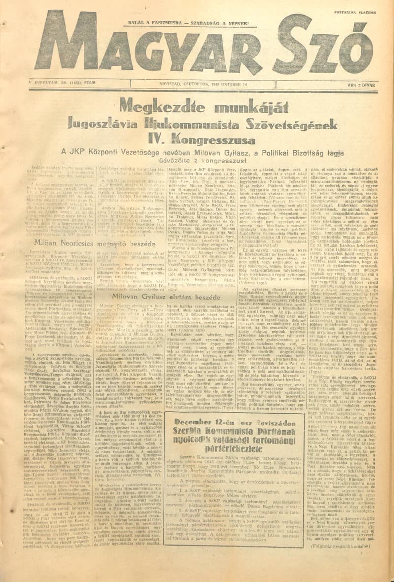 Magyar Szó, 5. évf. 1948. október 14. 246. sz. 1–4. oldal