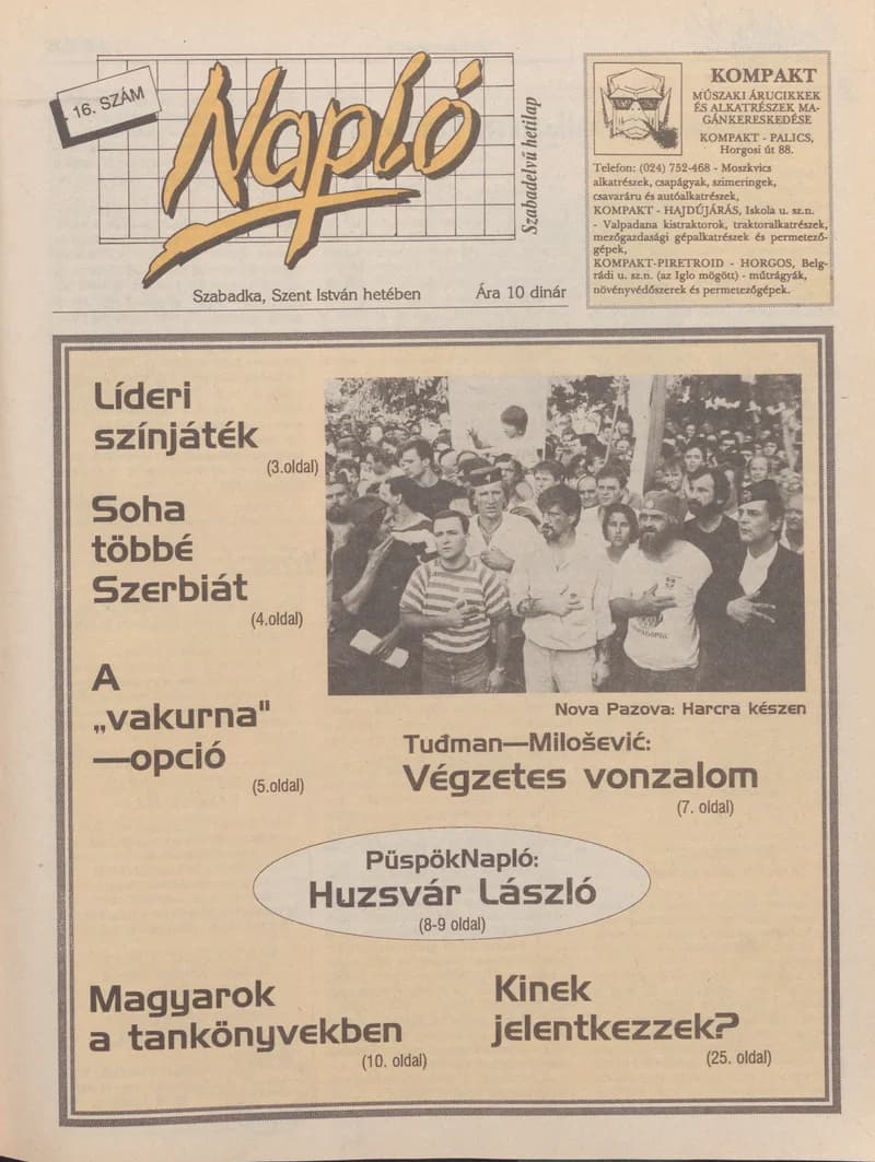 Napló - Szabadelvű hetilap, 1. évf. 1990. augusztus 22. 16. sz.