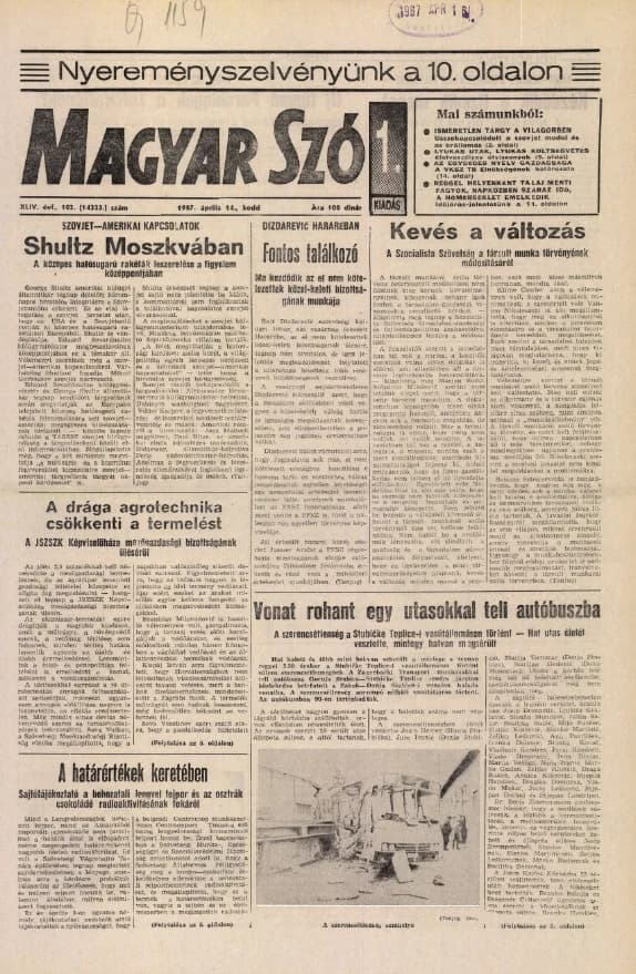 Magyar Szó, 44. évf. 1987. április 14. 102. sz. 1–20. oldal