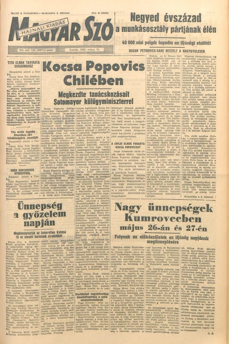 Magyar Szó, 19. évf. 1962. május 16. 133. sz. 1–24. oldal