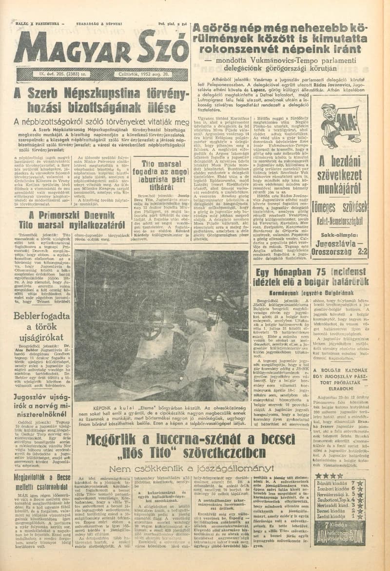 Magyar Szó, 9. évf. 1952. augusztus 28. 205. sz. 1–10. oldal