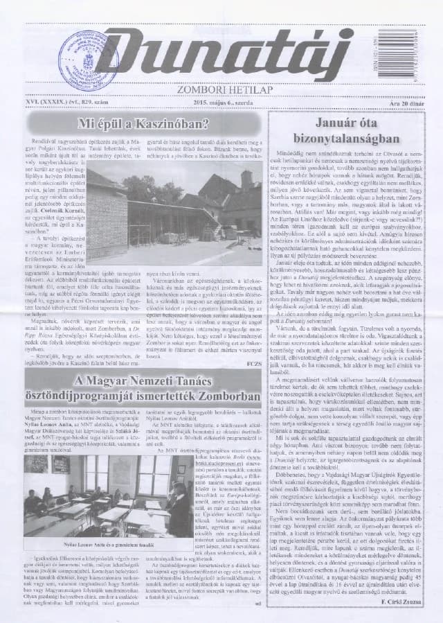 Dunatáj, 17. évf. 2015. május 6. 829. sz.