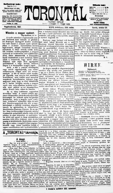 Torontál, 26. évf. 1897. október 20. 240. sz.