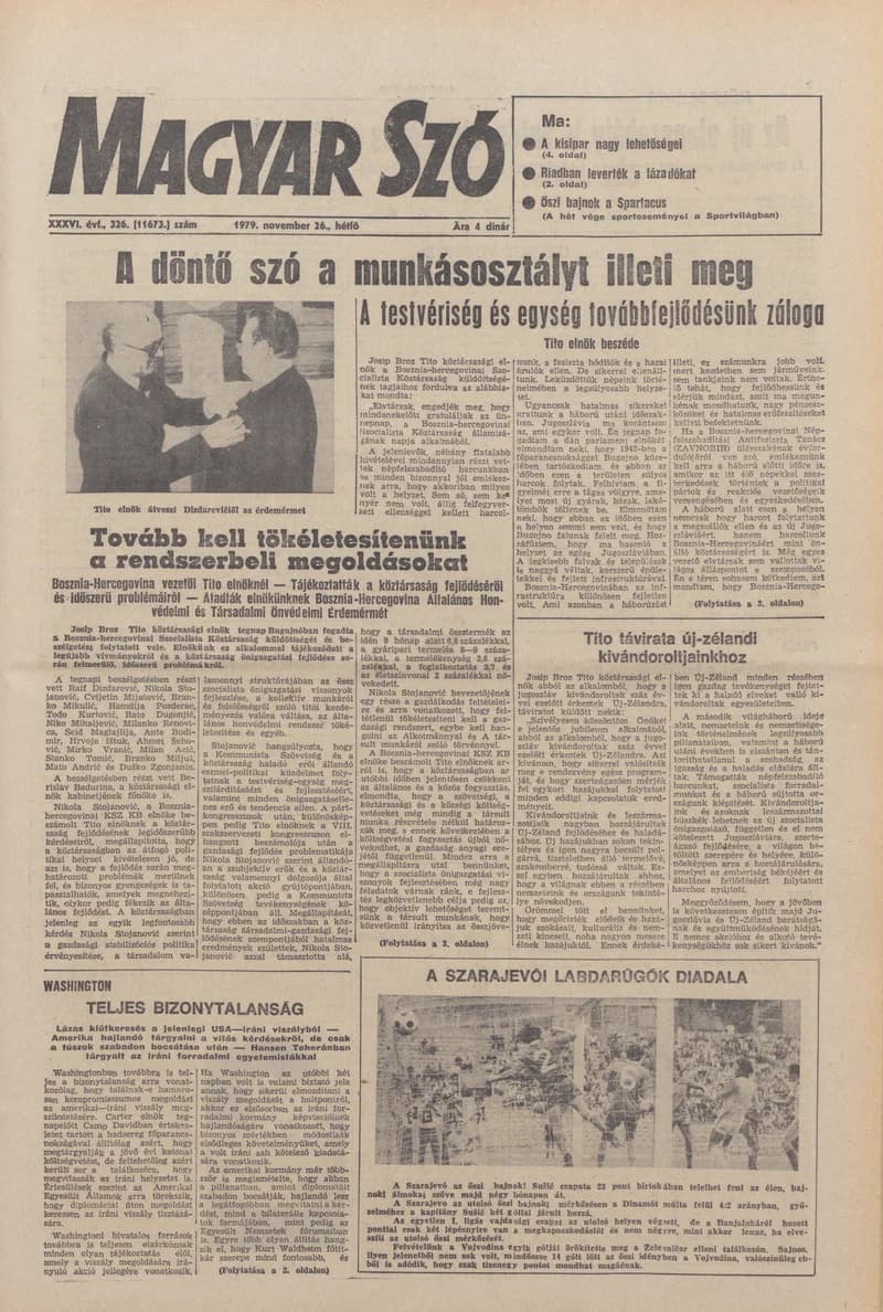 Magyar Szó, 36. évf. 1979. november 26. 326. sz. 1–16. oldal
