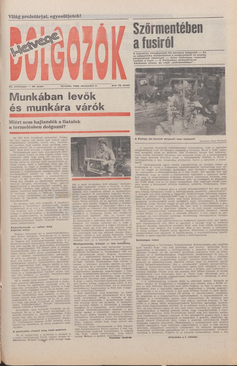 Dolgozók, 40. évf. 1986. december 4. 48. sz.