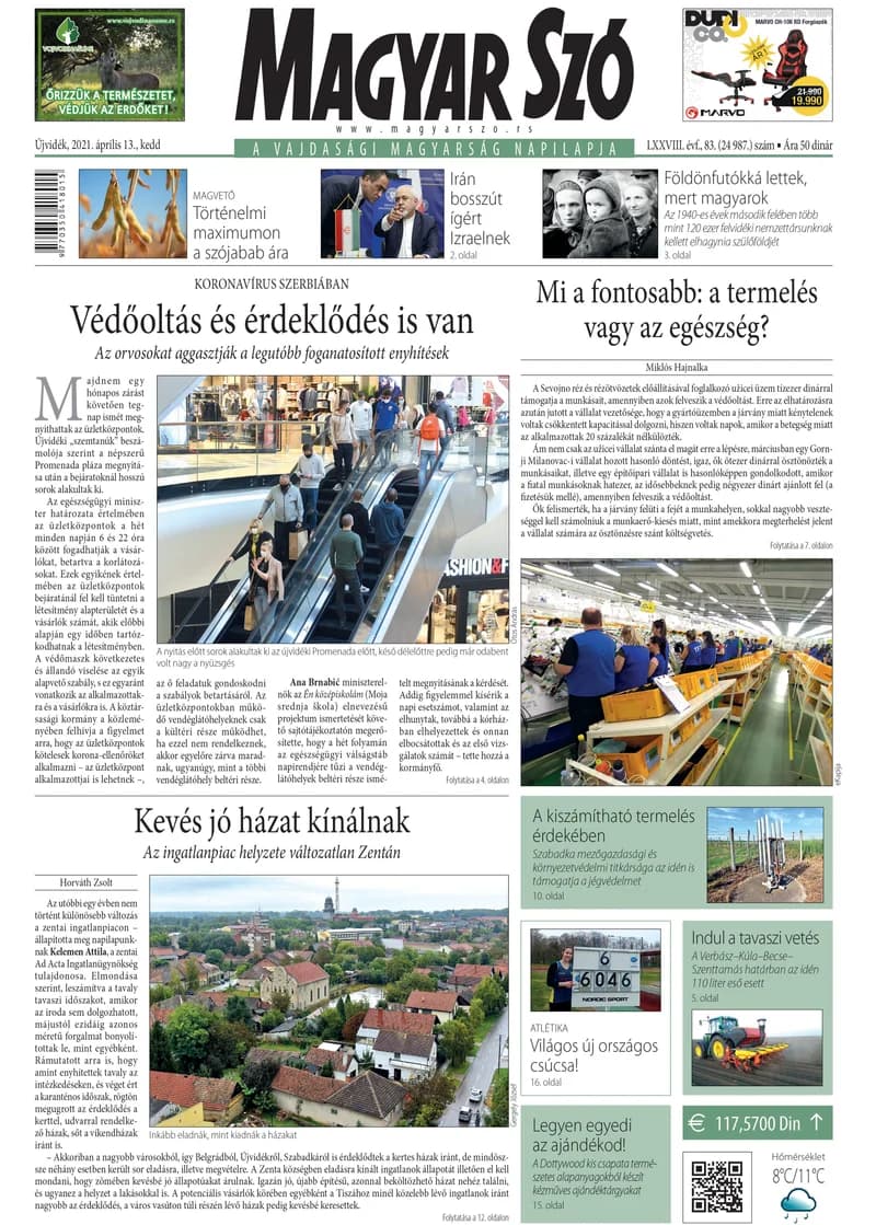 Magyar Szó, 78. évf. 2021. április 13. 83. sz. 1–20. oldal